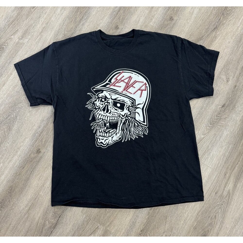 Vintage Y2K Slayer Slatanic Wehrmacht Skull Soldier Band Tee Album Tour Concert